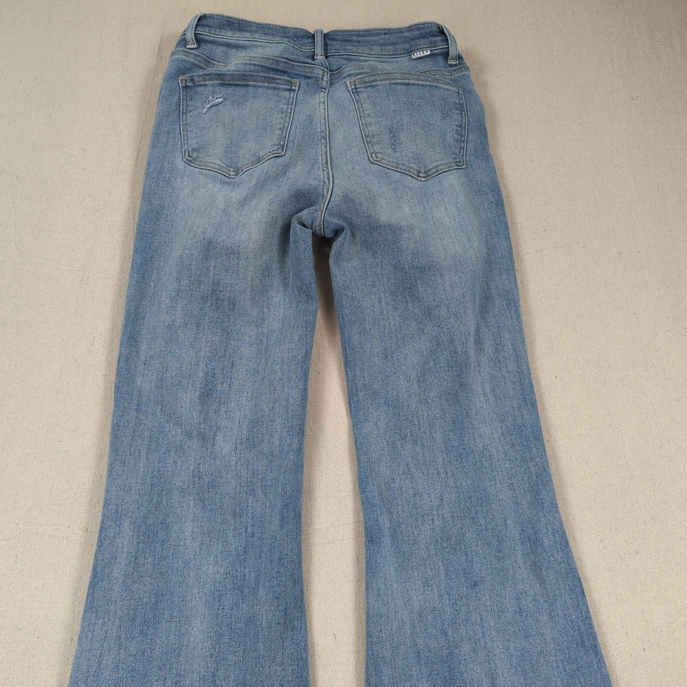 Risen Jeans Womens 30 Blue Distressed Flare Stretch Boho Hippie - Picture 14 of 16